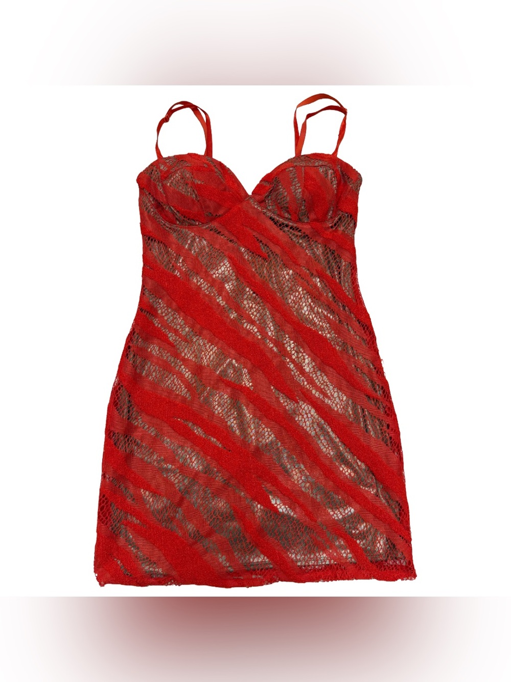Y2K Orange Zebra Lace Mini Slip Dress